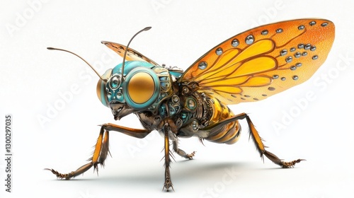 Wallpaper Mural Mechanical insect poised, studio shot, white background Torontodigital.ca