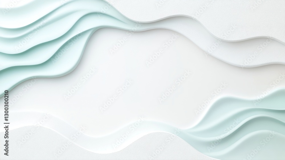 Fototapeta premium Elegant abstract paper wave layers with soft pastel tones on white background for creative design projects.