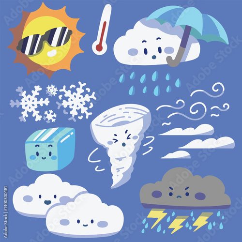 weather character design flat illustration world meteorology day element illustration