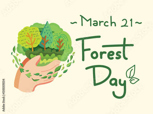 world forest day flat icon illustration