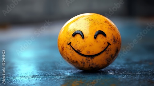 Happy Smiley Face Ball on Colorful Background Bringing Joyful Vibes