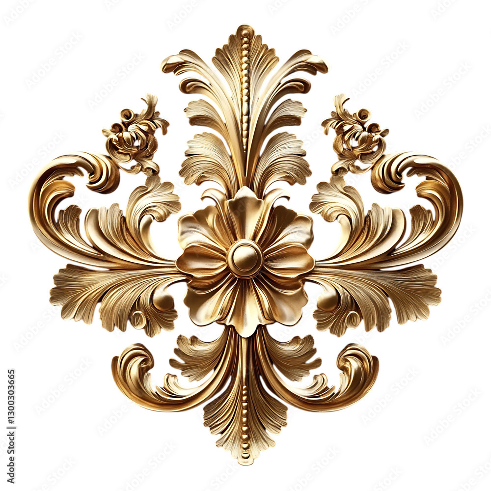 Golden baroque decorative element, isolated Golden baroque decorative element, isolated