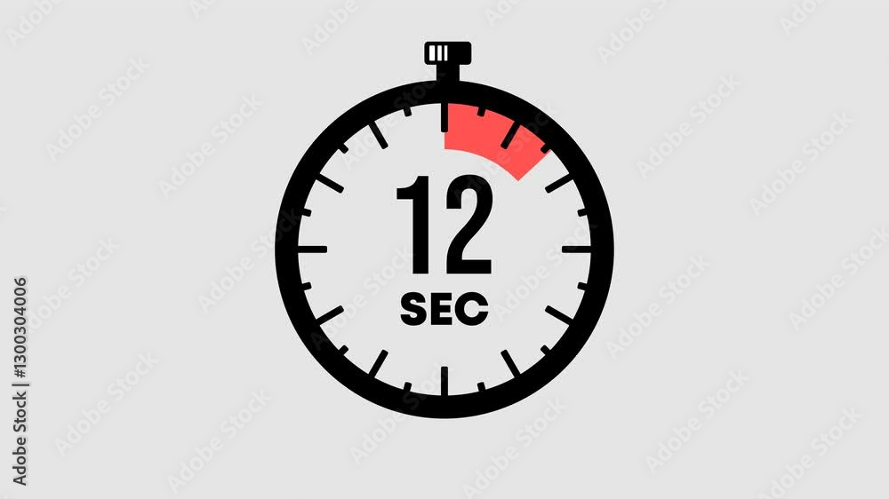 Countdown of exact 15 seconds graphic animation. Alpha channel. Transparent background motion design. 4K resolution