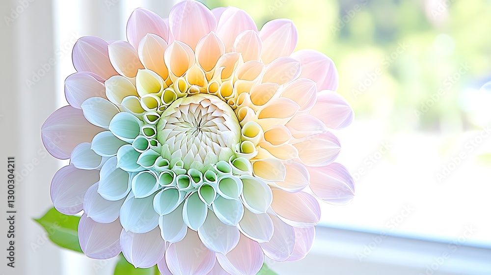 Obraz premium Pastel Rainbow Dahlia Flower Bloom Close Up Macro Photography