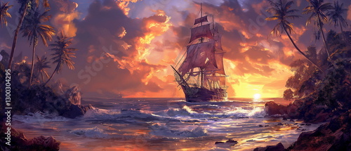 Wallpaper Mural A huge sailing ship as if straight out of the page_011 Torontodigital.ca