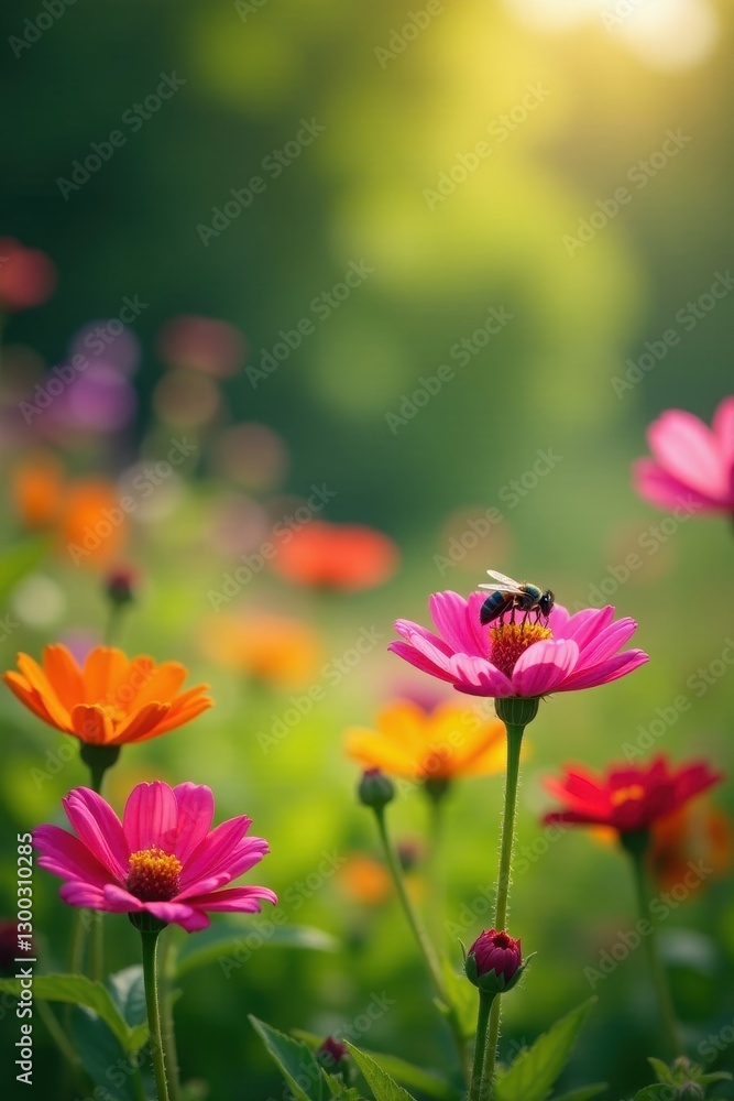 Vibrant wildflowers bloom, attracting buzzing insects , botany, nature, habitat Vibrant wildflowers bloom, attracting buzzing insects , botany, nature, habitat