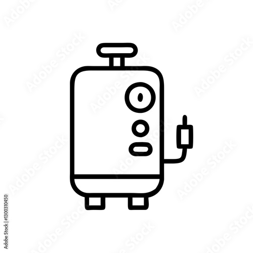 Boiler unit icon with control panel and pressure gauge in modern minimalist design
