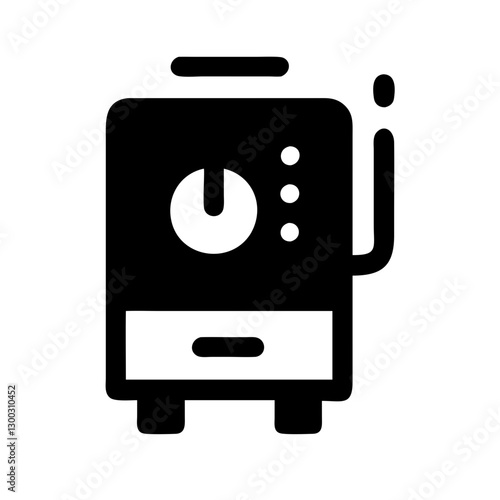 Boiler icon with control panel and steam symbol in modern minimalist design
