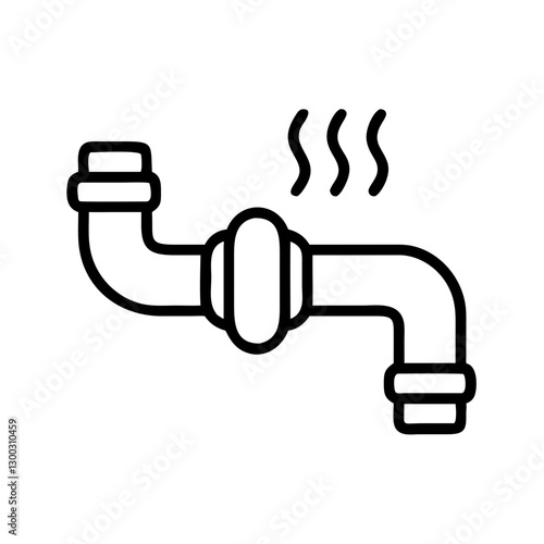 Heating pipe icon with steam symbol in minimalist design for plumbing systems
