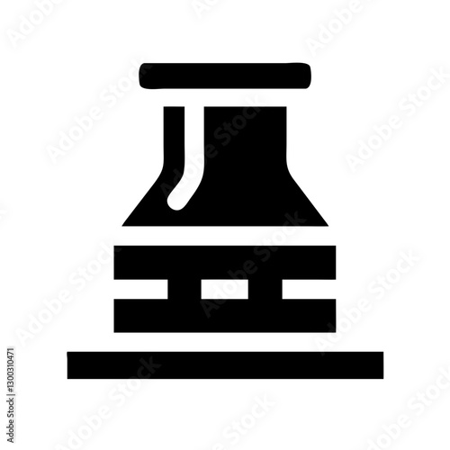 Chimney icon structure in bold geometric style with smoke representation