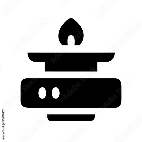 Gas burner icon with flame in modern minimalist design for cooking applications
