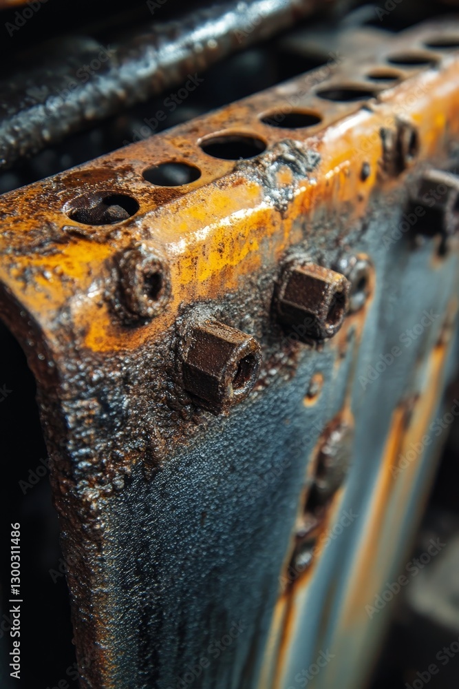 Rusty metal with bolts and holes detailed close-up. Rusty metal with bolts and holes detailed close-up.