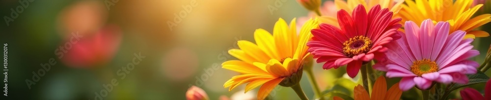 Close-up vibrant flower arrangement, sunlight dappled, red, summer, colorful Close-up vibrant flower arrangement, sunlight dappled, red, summer, colorful