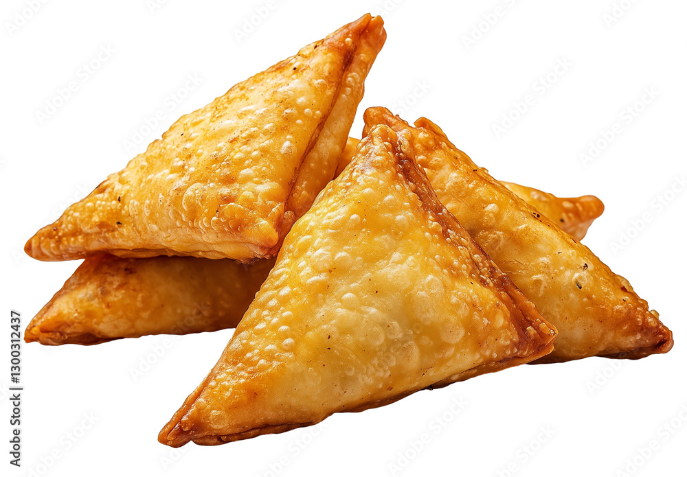 Crispy Samosas on a Plate - Isolated on Transparent Background Crispy Samosas on a Plate - Isolated on Transparent Background