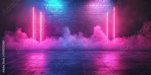 Wallpaper Mural Colorful neon lights illuminate a misty urban space for creative event background or performance Torontodigital.ca