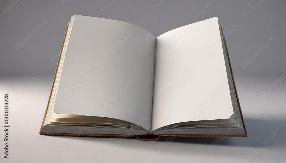 Empty book with a blank page at the top center, plain core, unused interior, empty book Empty book with a blank page at the top center, plain core, unused interior, empty book