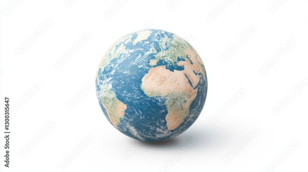 Earth globe on white background. Concept of geography, environment, and global issues. Earth globe on white background. Concept of geography, environment, and global issues.