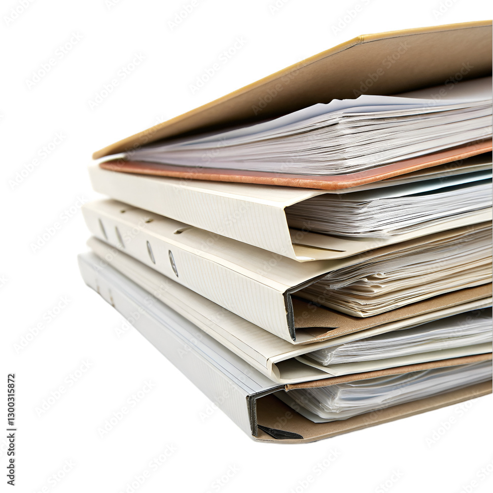 Stack of file folders isolated on transparent background Stack of file folders isolated on transparent background