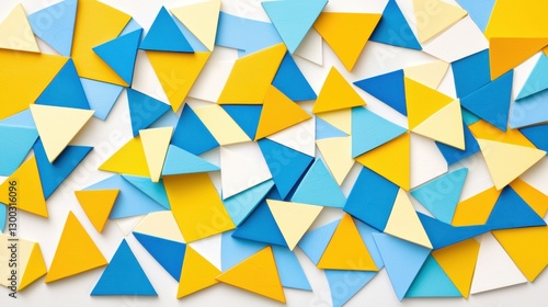 A vibrant display of triangles in various colors and sizes.