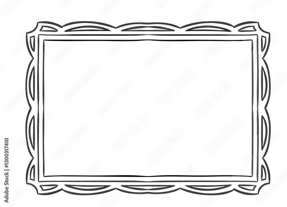 Rectangular frame with decorative wavy edges Rectangular frame with decorative wavy edges