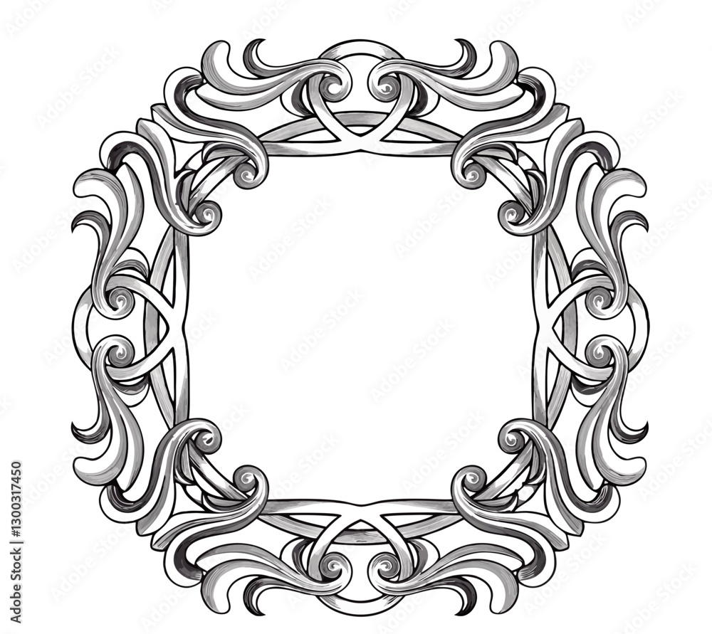 Square Celtic-style ornate frame with intricate swirls