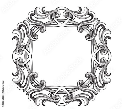 Obraz na płótnie Square Celtic-style ornate frame with intricate swirls w salonie