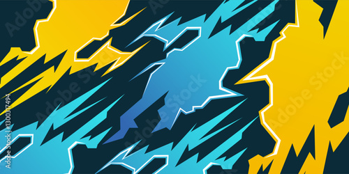 thunder stripes background Car decal livery wrap banner abstract sporty blue yellow