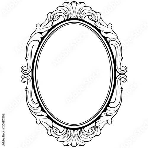 Oval rococo frame with ornate patterns