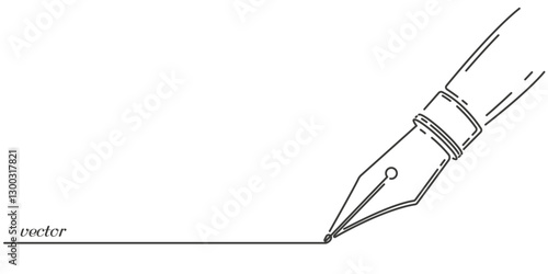 Pen with a nib. Ink pen for writing. Business concept. Vector illustration .