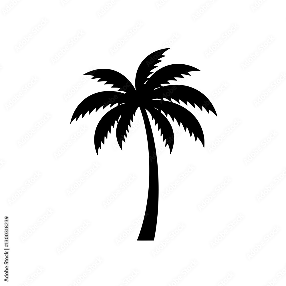 Obraz premium Silhouette of a Palm: A bold silhouette of a palm tree, its fronds reaching towards the sky. A perfect icon representing tropical paradise.