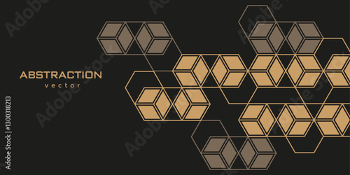 Background from cubes and lines. Linear geometric drawing. Abstraction,Vector illustration.