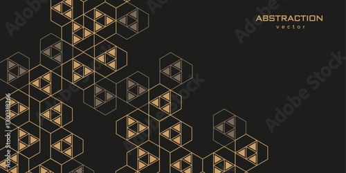 Abstract black background from geometric lines. Geometry drawing. Vector illustration.