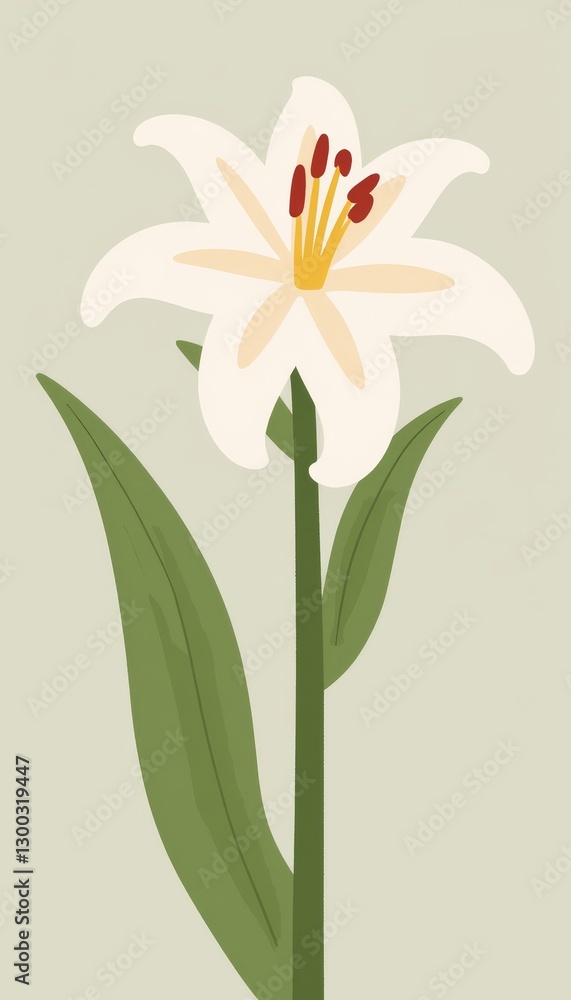 Fototapeta premium Elegant white lily in bloom against subtle background, natural beauty