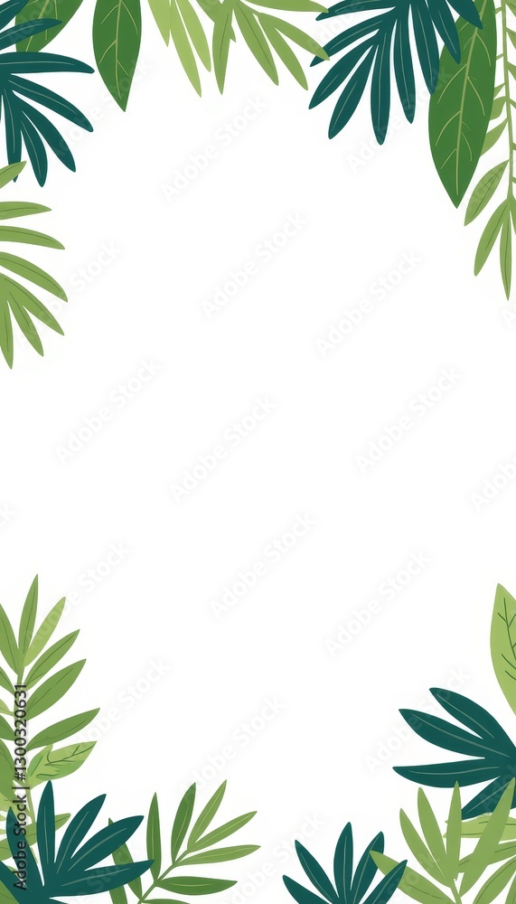 Obraz premium Vibrant palm leaves wreath illustration against white background, tranquility