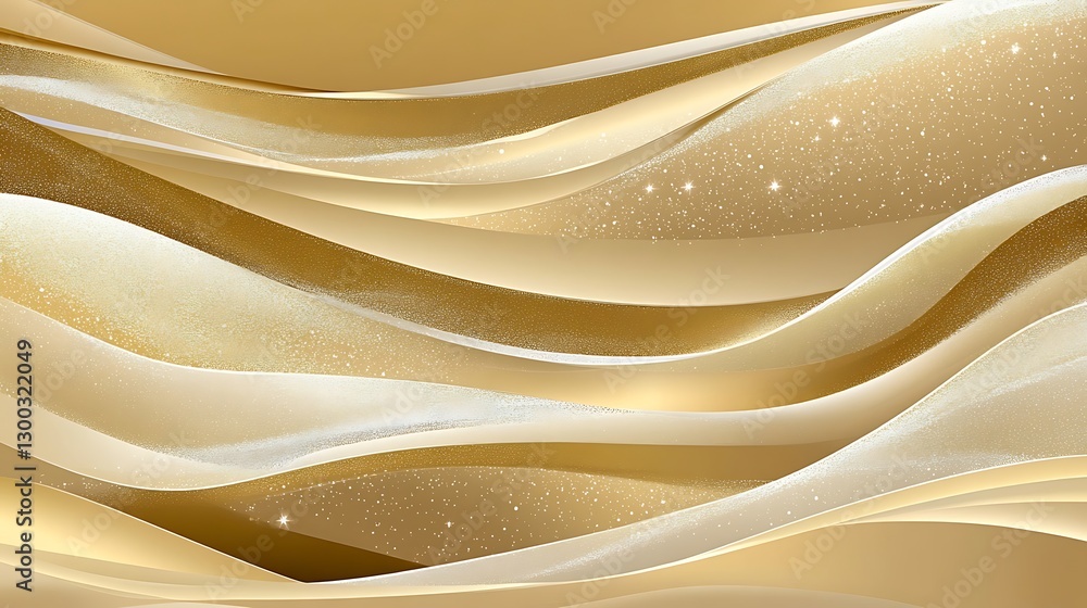 Obraz premium Golden Glittering Waves Abstract Design Background