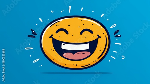 Colorful Cartoon Smiley Face with Bold Expression on Vibrant Background