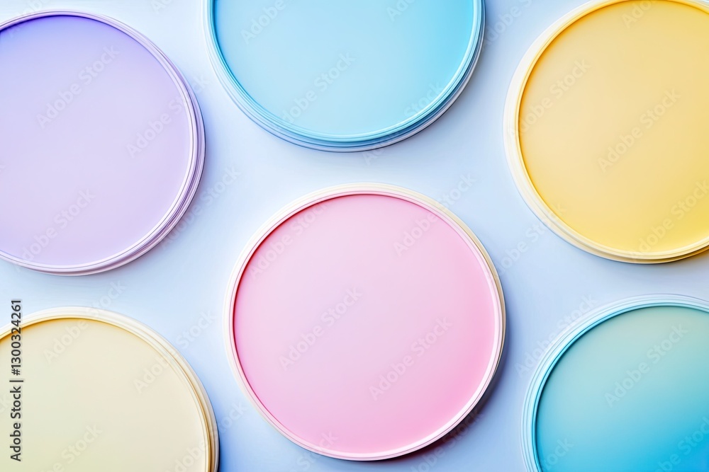 Pastel Colored Circles on a Light Blue Background Abstract Design Pastel Colored Circles on a Light Blue Background Abstract Design