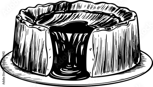 Decadent chocolate cake eruption kitchen food cozy environment close-up view culinary delight