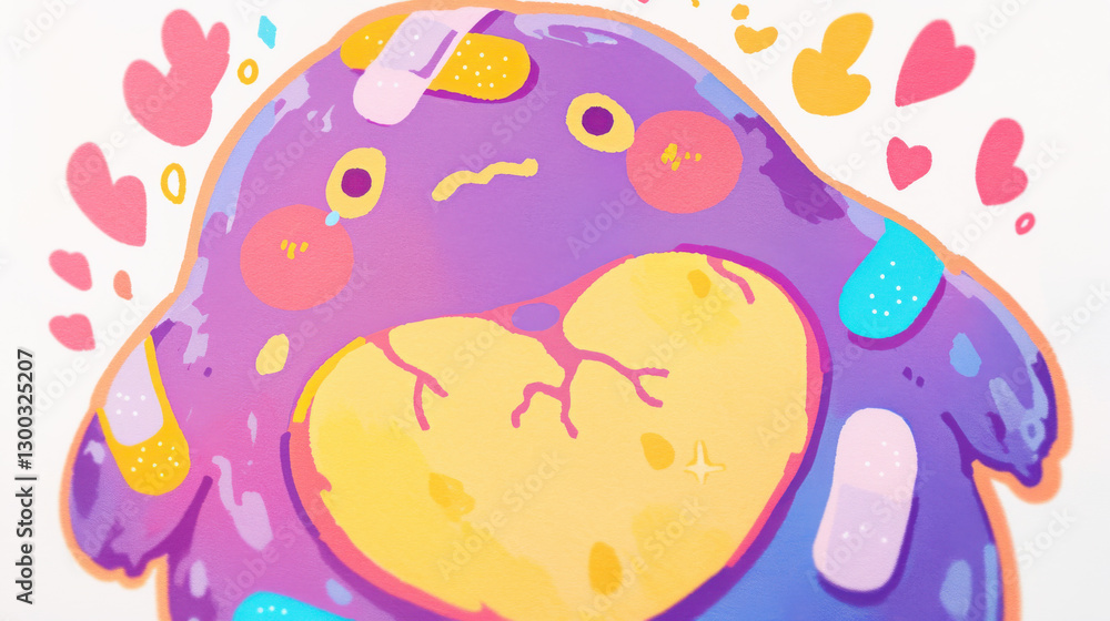 Cute Monster with Heart and Hearts Cute Monster with Heart and Hearts