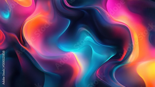 Vibrant Neon Tech-Themed Abstract Artwork