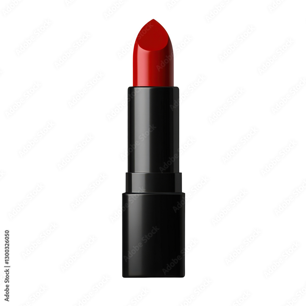 Elegant red lipstick in sleek black case for makeup artistry promotion Elegant red lipstick in sleek black case for makeup artistry promotion
