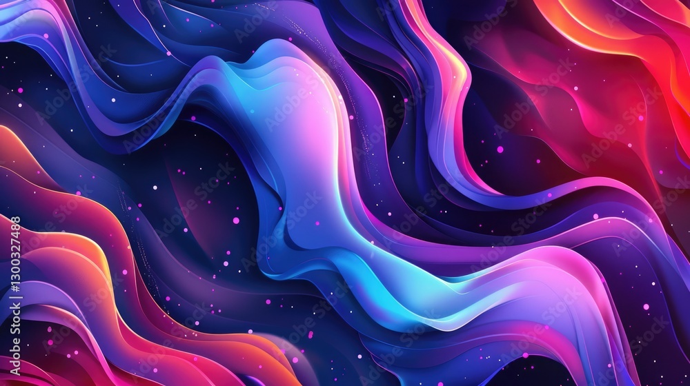 Fototapeta premium Abstract vivid colorful wave flowing express energetic texture. Seamless texture of vividness curve swirling convey sense of harmony and wonderful scene perfect for effect and graphic design. AIG61.