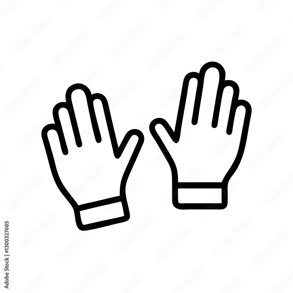 Simple outline illustration of a pair of gloves Simple outline illustration of a pair of gloves