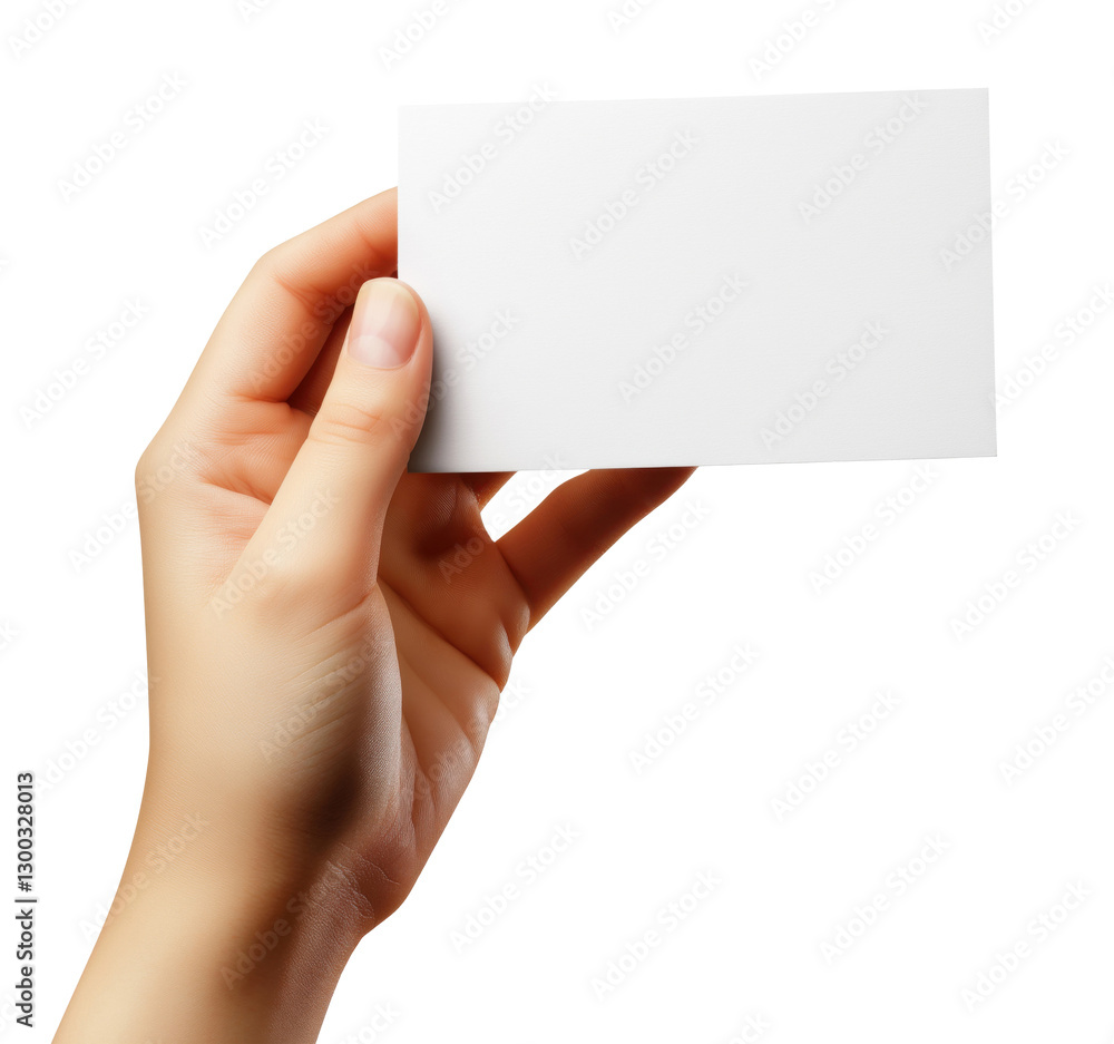 Obraz premium Hand with business card isolated on transparent background