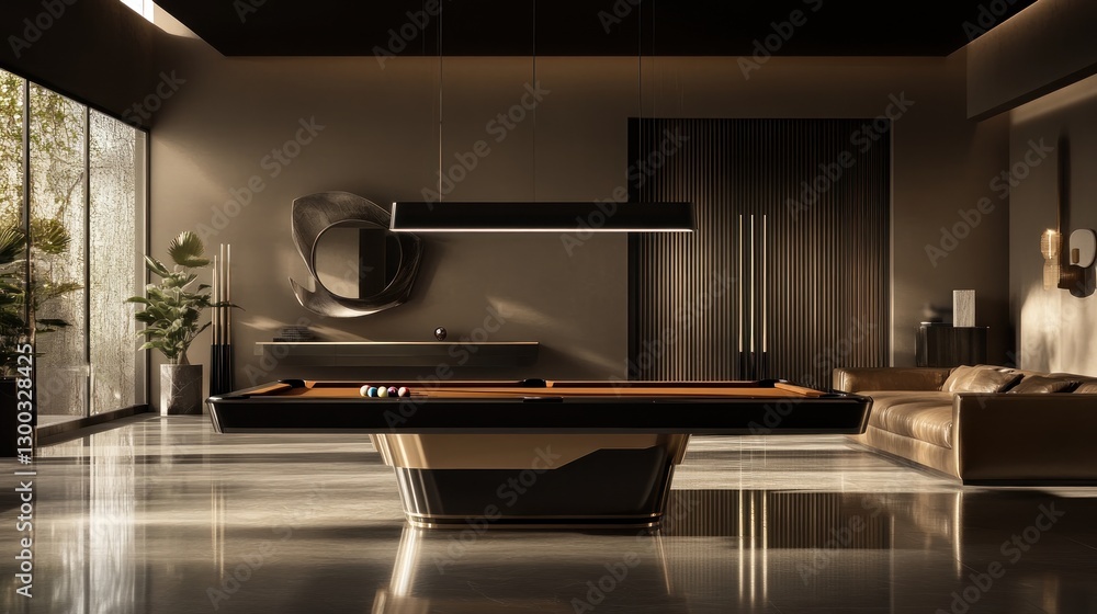 Fototapeta premium Luxury game room pool table interior design