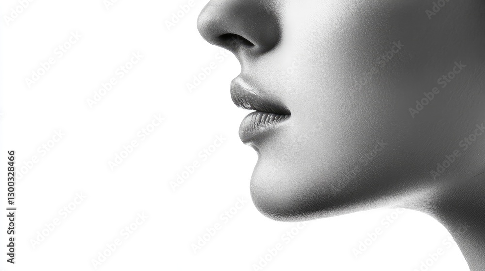 Monochrome portrait showcasing the exquisite features of a woman's face Monochrome portrait showcasing the exquisite features of a woman's face