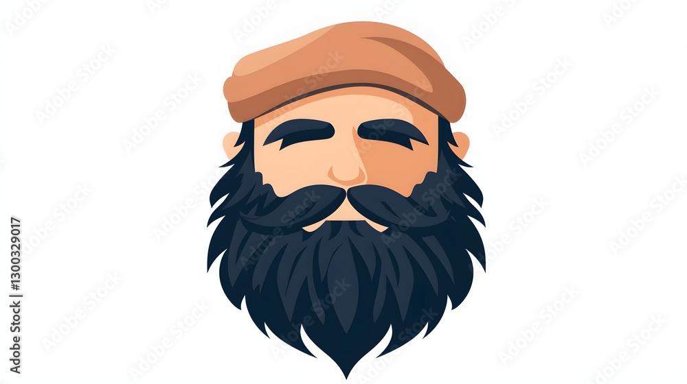 Rustic Illustrated Portrait of a Bearded Man with Hat Rustic Illustrated Portrait of a Bearded Man with Hat