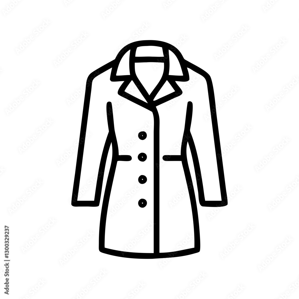 Simple outline illustration of a woman's coat Simple outline illustration of a woman's coat