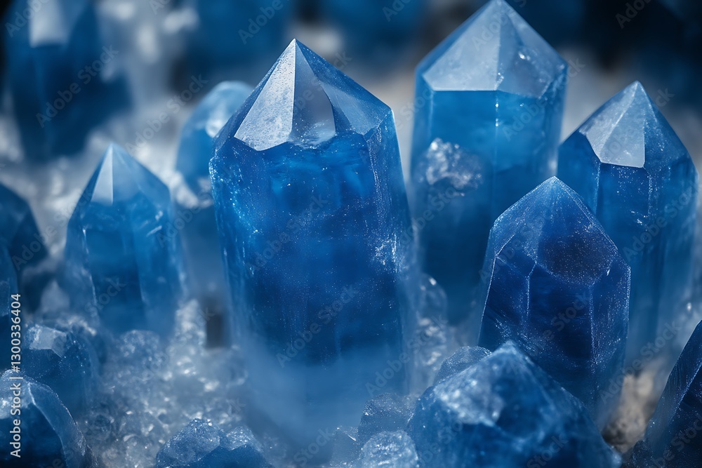 Blue Crystals Emerging in Mineral Formation Blue Crystals Emerging in Mineral Formation