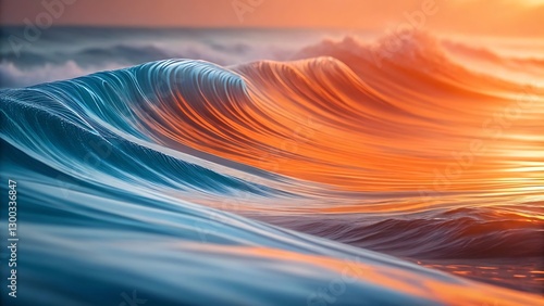 Fototapeta Naklejka Na Ścianę i Meble -  Ocean wave at sunset, vibrant colors
